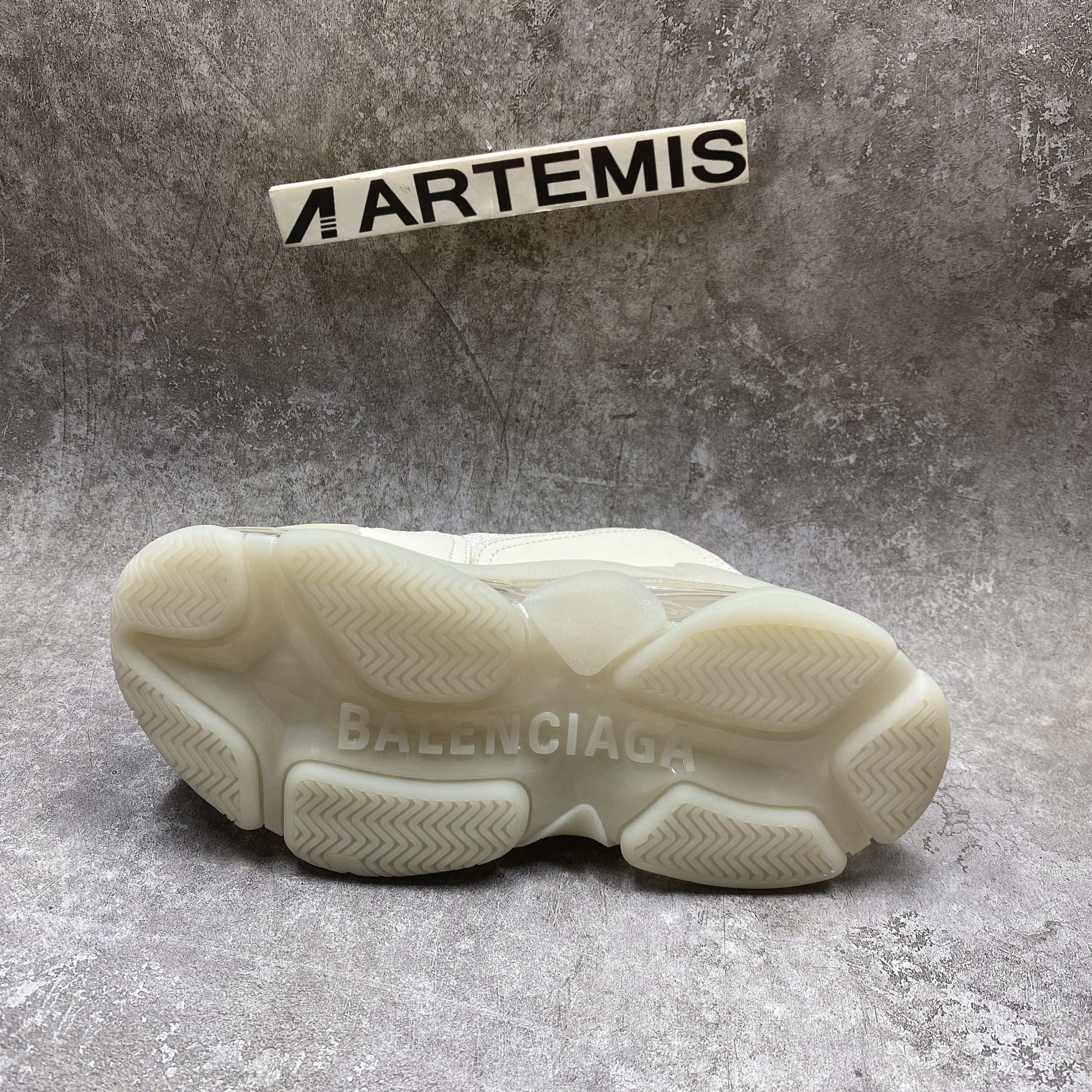 Balencag  Off-White Clear Sole Triple S Sneakers