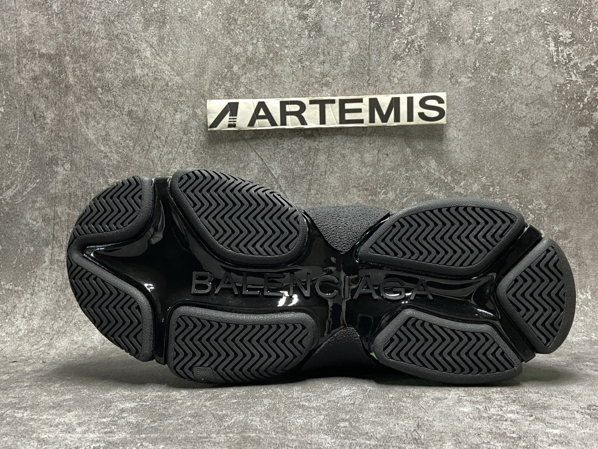 Balenciga Triple S Black and Neon Green