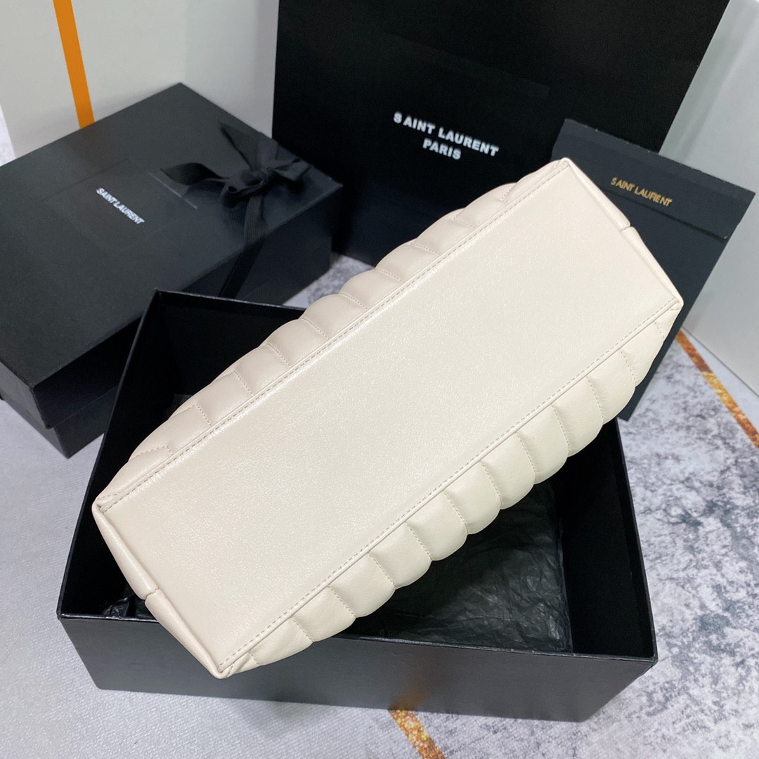 Y*L loulou medium in quilted leather blanc vintage 12.5 x 8.6 x 3.5 inches