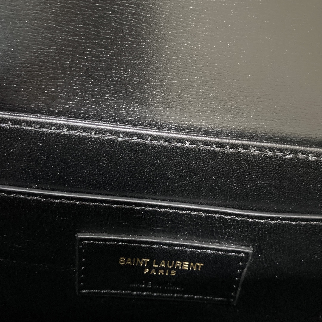 y*l solferino small satchel in box Sa**t Lau*nt black 7.4 x 5.1 x 1.9 inches